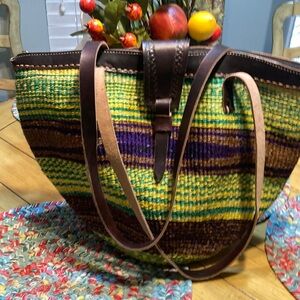 Multicolor Woven Tote Bag